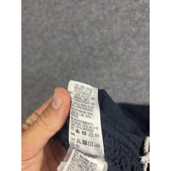 Roxy Oceanside Pants Womens Medium Navy Linen Blend Drawstring Beach Flare Leg - Picture 9 of 9